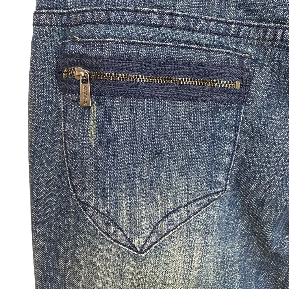 SPANNER JEANS‎ - NWT - SIZE 10 - DARK WASH -HIGH RISE CUT BOOTCUT DISTRESSED B8
